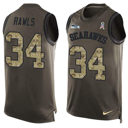 Nike Seahawks #34 Thomas Rawls Green Men's Stitched NFL Limited Salute To Service Tank Top Jersey - Click Image to Close